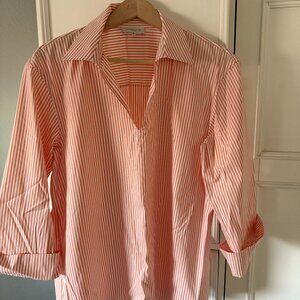 Lafayette 148 Striped Popover Blouse Cotton Size M
